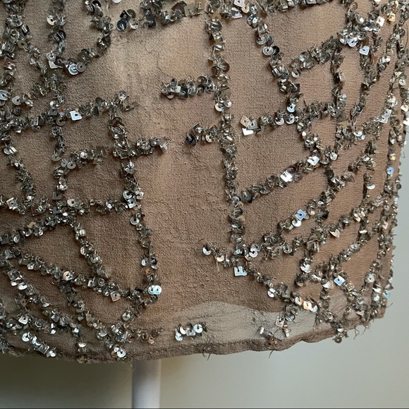 Scala nude silk silver sequin strapless mini dress - Picture 10 of 11